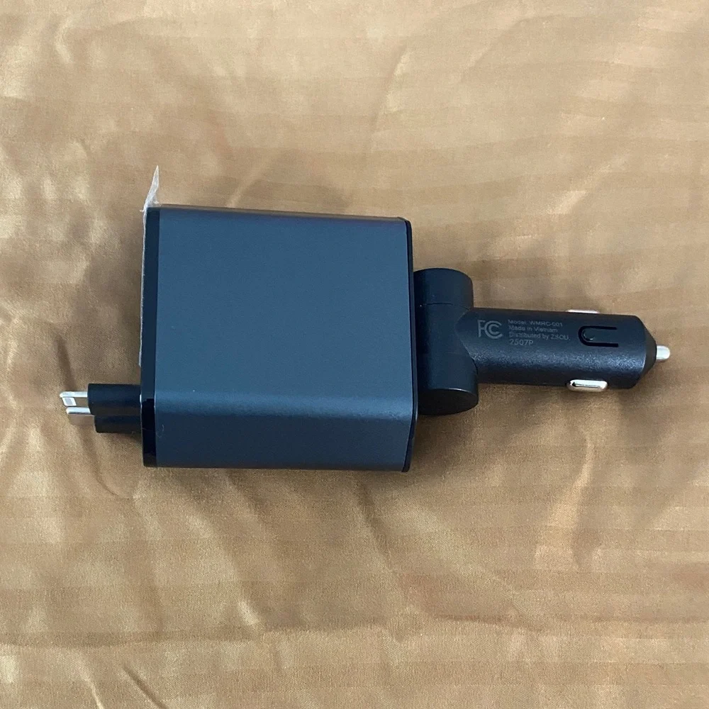 High-Speed Black USB Car Charger with Type-C Port